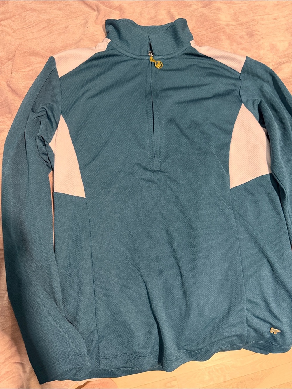 Women's Teal and White Quarter-Zip Athletic Jersey